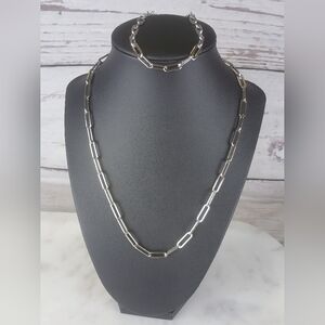 Stainless Steel Paperclip Necklace and Bracelet Set